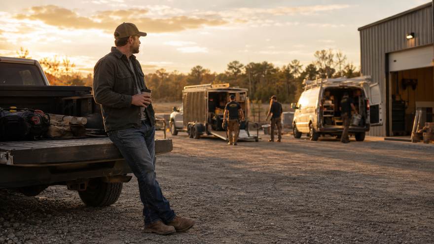 Owner at ease while the crew handles the load-out